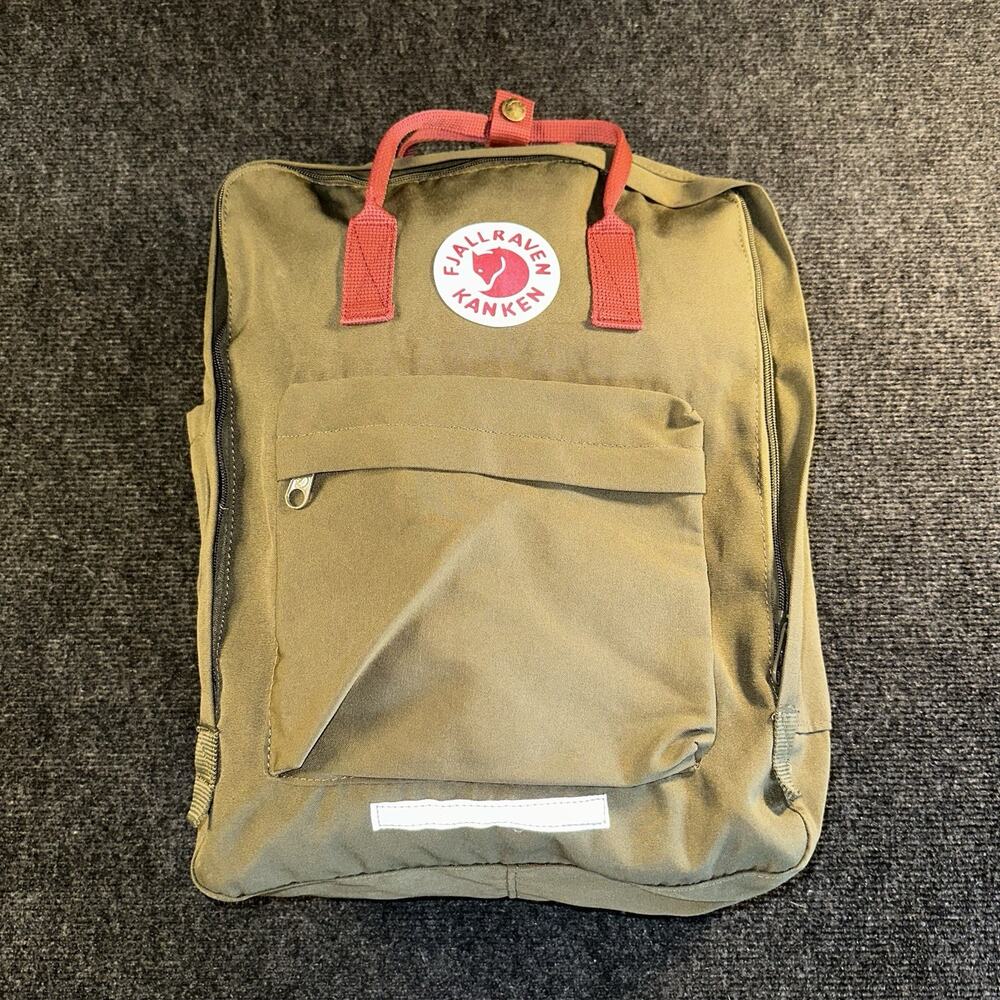Fjallraven Kanken Big Backpack Forest Green Ox Red Large Laptop Bag Authentic
